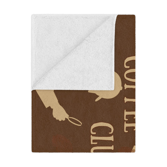 Cozy Detective Minky Blanket, Detective Gift, Mystery Lover Blanket, Personalized Blanket, Coffee Themed Blanket