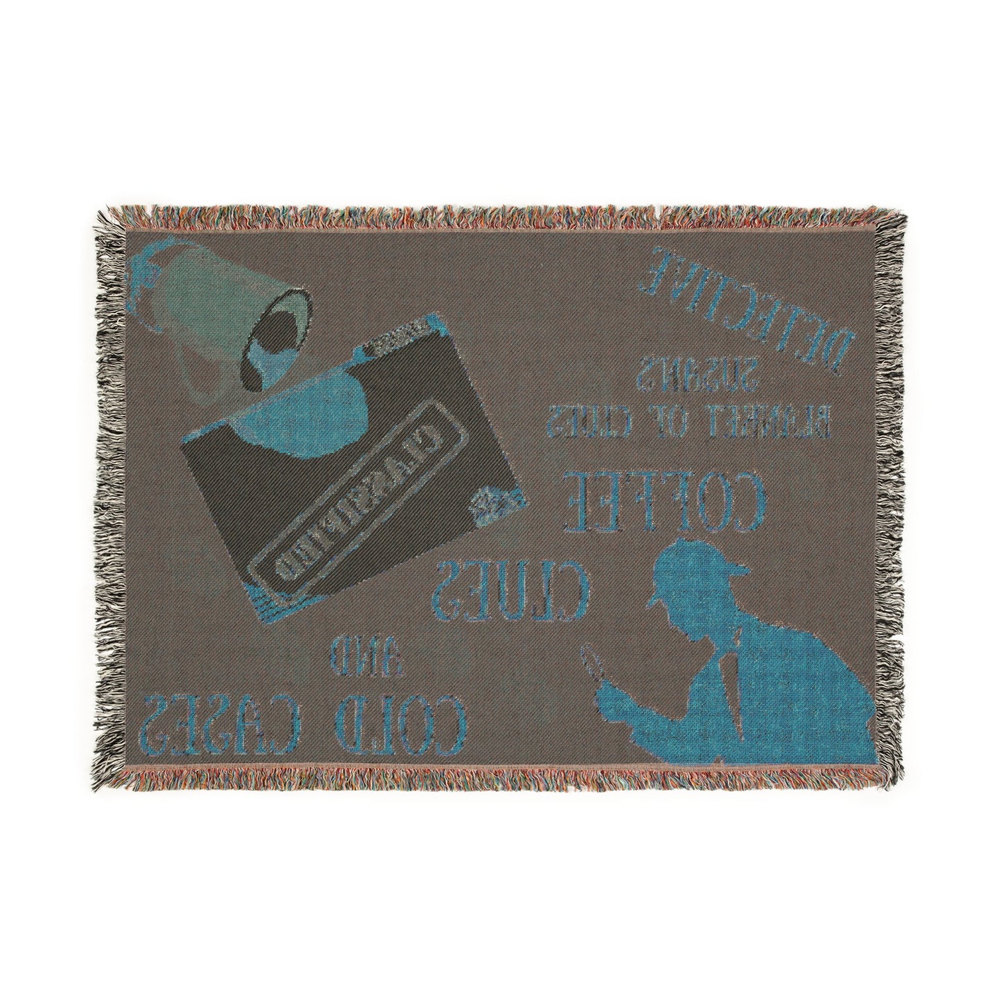Detective-Themed Woven Blanket - Cozy Clue-Focused Throw for Mystery Lovers