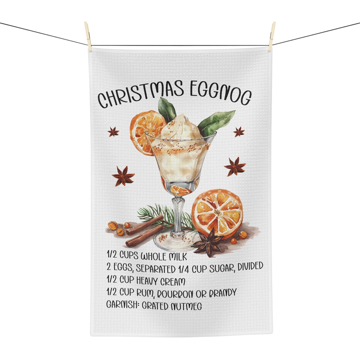 Christmas Eggnog Microfiber Tea Towel | Holiday Kitchen Decor, Seasonal Gift, Culinary Accessory, Home Bar Essentials, Festive Dish Towel