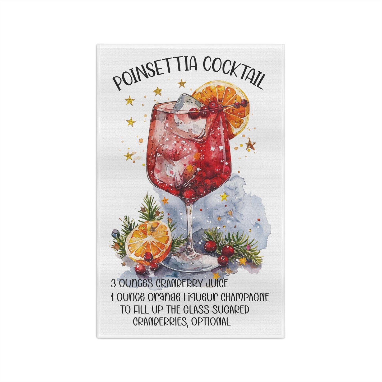 Festive Poinsettia Cocktail Microfiber Tea Towel, Kitchen Decor, Holiday Gift, Charming Tableware, Cocktail Lovers