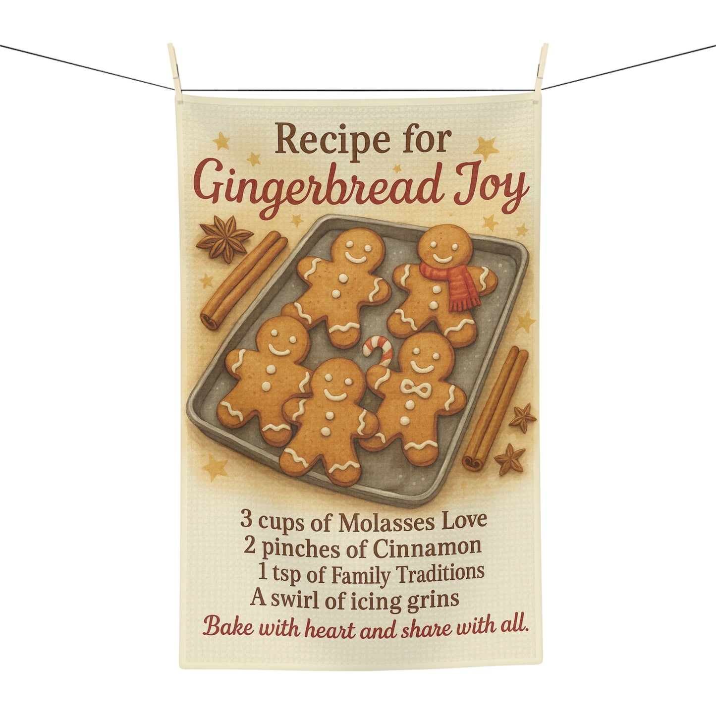 Gingerbread Recipe Microfiber Tea Towel