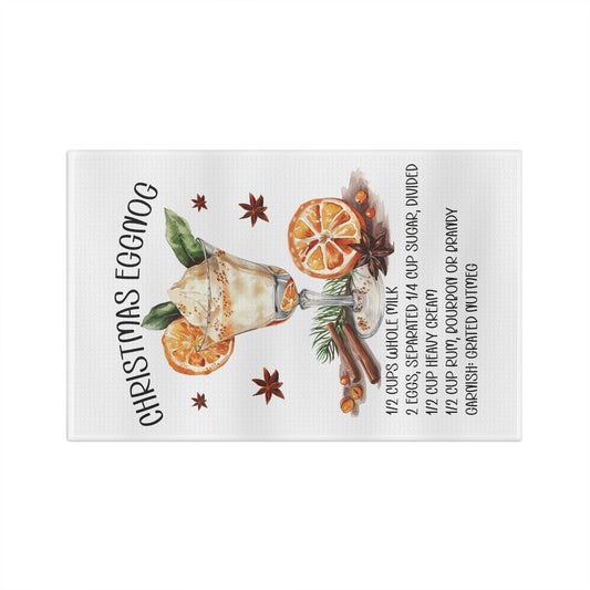 Christmas Eggnog Microfiber Tea Towel | Holiday Kitchen Decor, Seasonal Gift, Culinary Accessory, Home Bar Essentials, Festive Dish Towel