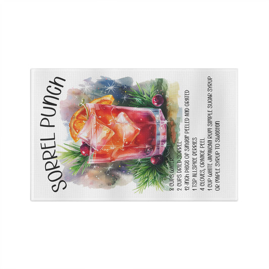 Colorful Sorrel Punch Microfiber Tea Towel, Kitchen Decor, Recipe Towel, Gift for Home Cooks, Tropical Cocktail Lover's Gift