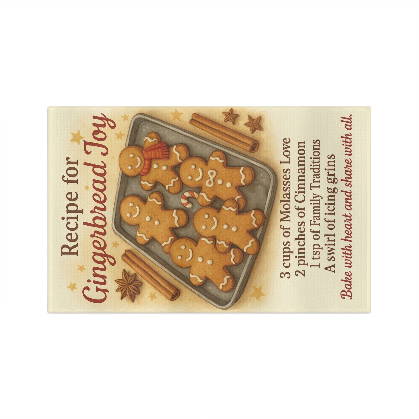 Gingerbread Recipe Microfiber Tea Towel