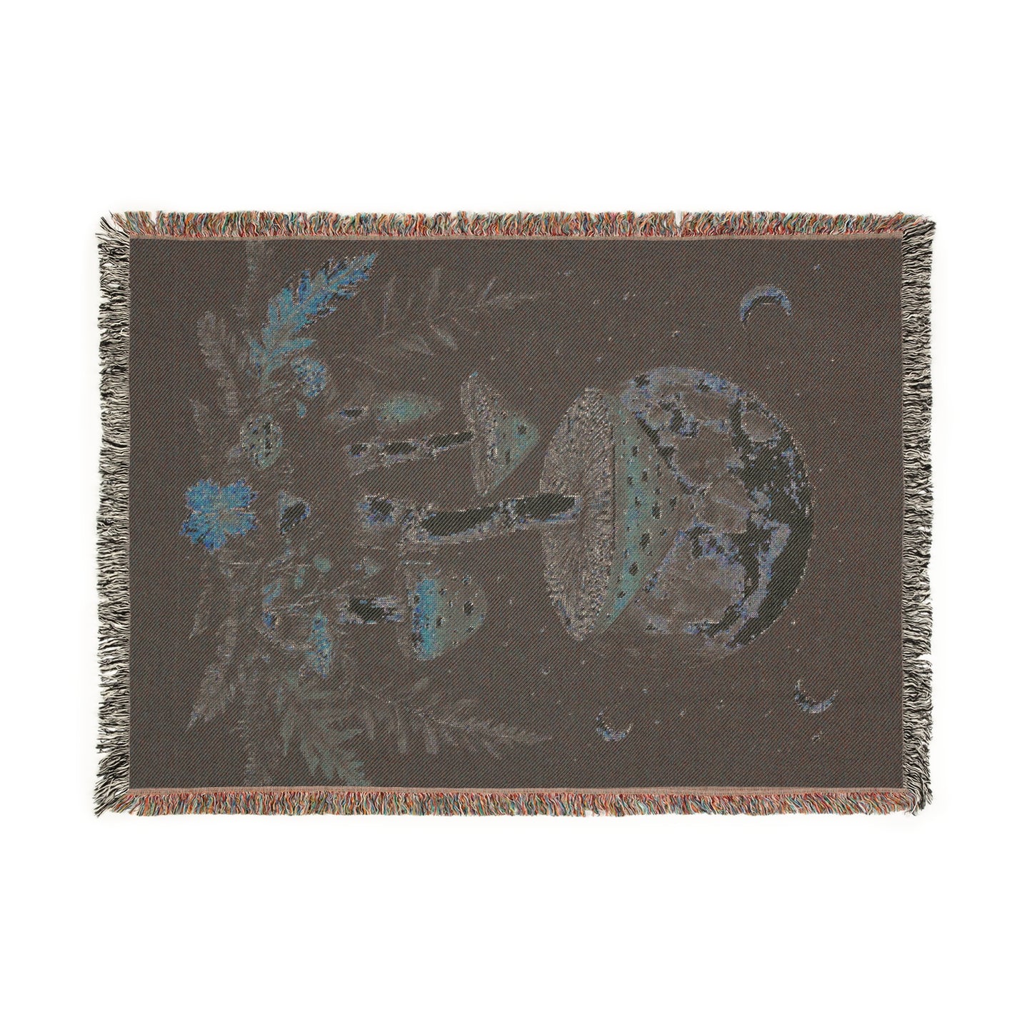 Cosmic Mushroom Woven Blanket, Cozy Throw for Home Decor, Bohemian Gift, Autumn Vibes, Celestial Tapestry, Relaxing Blanket