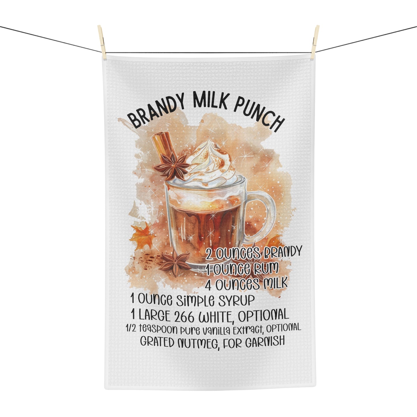 Cozy Brandy Milk Punch Tea Towel, Farmhouse Kitchen Decor, Fun Gift for Home Cooks, Holiday Gathering Essential, Fall Treats Towel