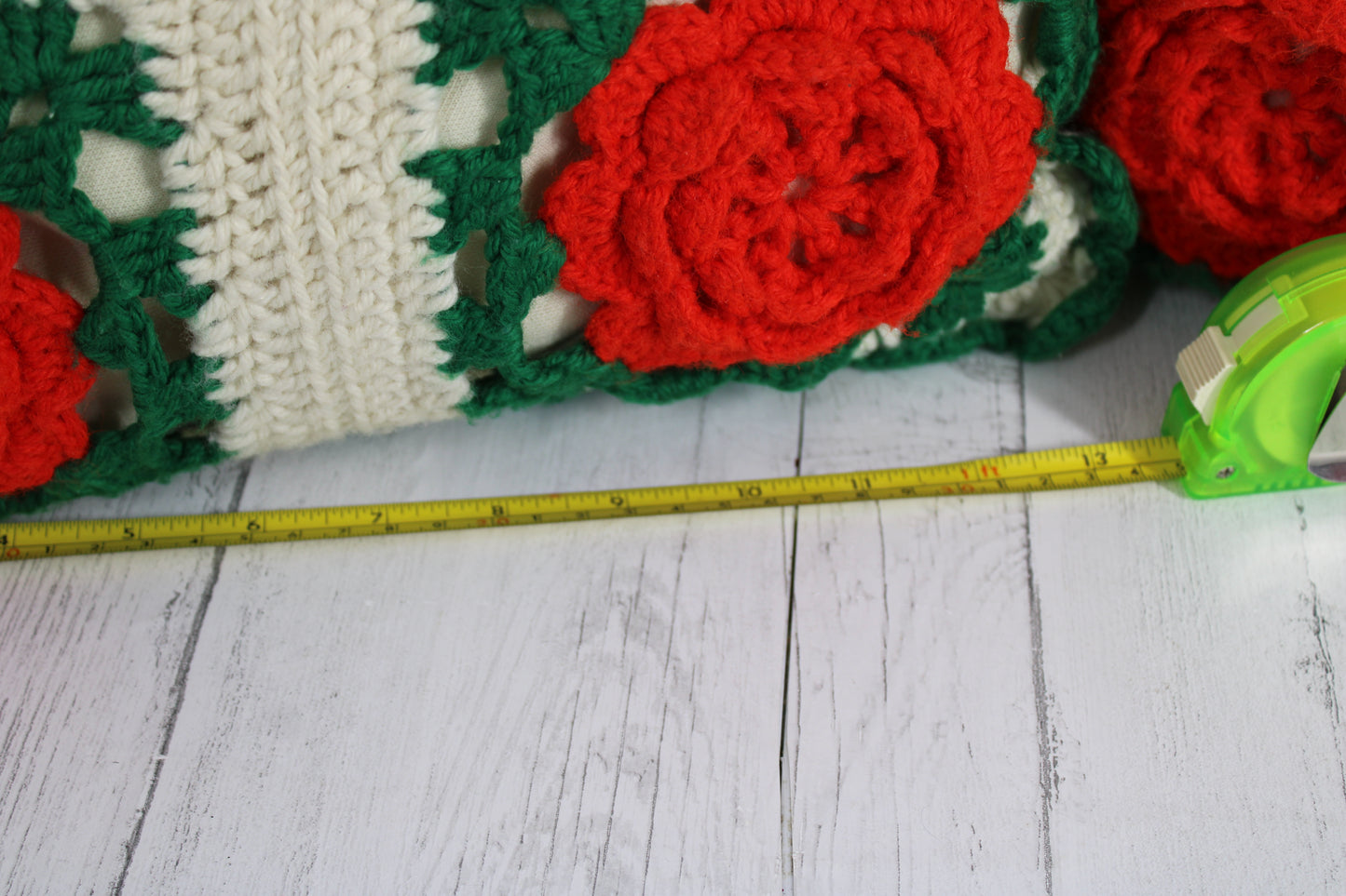 Vintage Handcrafted Crochet 16" Christmas Pillows , Set of 2