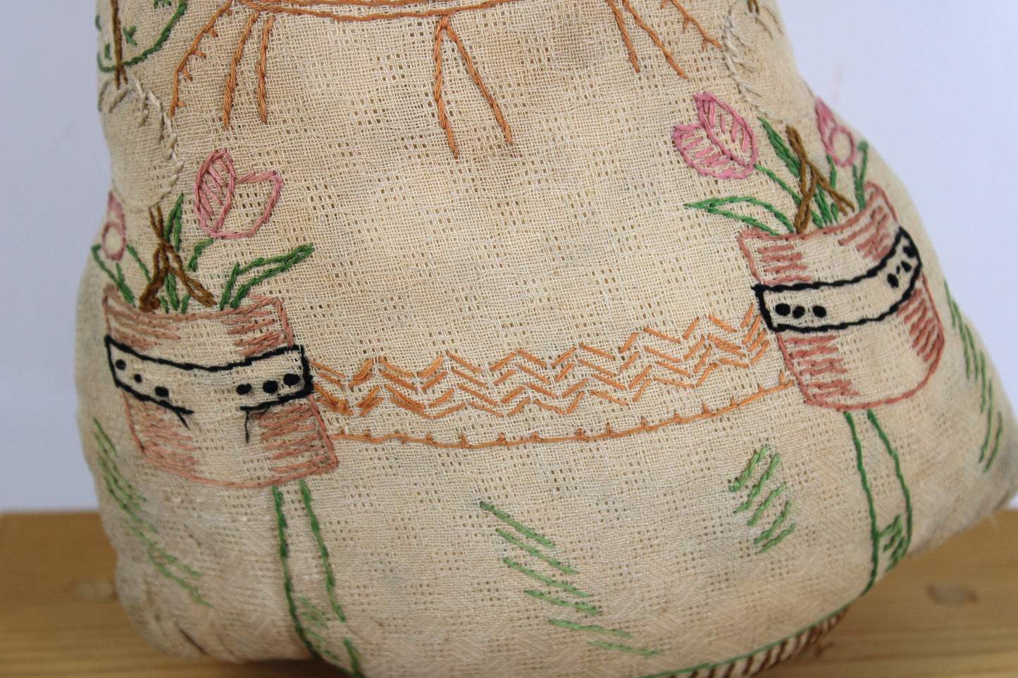 Vintage Americana Primitive Handmade Rag Doll, Embroidered Cloth Rare, Collector Item