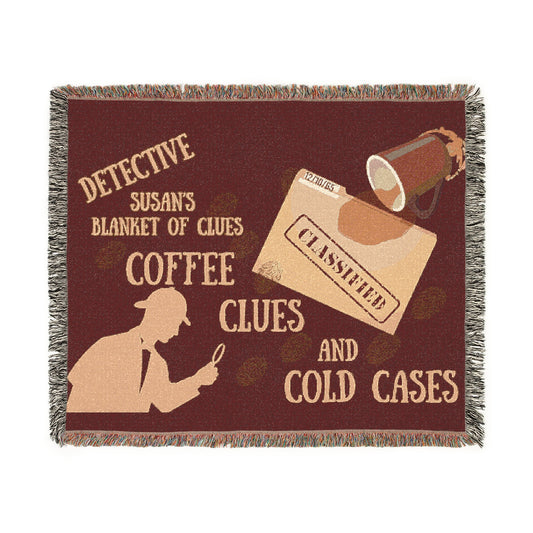 Detective-Themed Woven Blanket - Cozy Clue-Focused Throw for Mystery Lovers