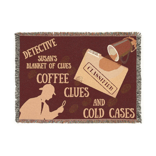 Detective-Themed Woven Blanket - Cozy Clue-Focused Throw for Mystery Lovers