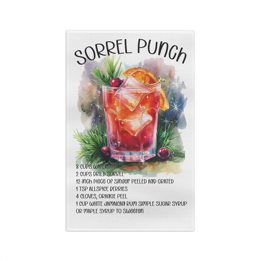 Colorful Sorrel Punch Microfiber Tea Towel, Kitchen Decor, Recipe Towel, Gift for Home Cooks, Tropical Cocktail Lover's Gift