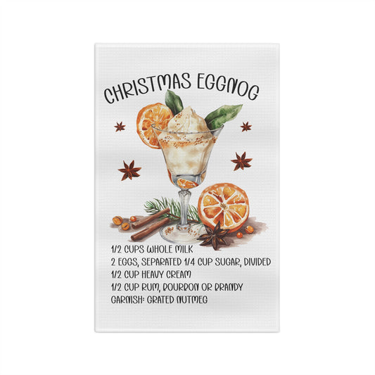 Christmas Eggnog Microfiber Tea Towel | Holiday Kitchen Decor, Seasonal Gift, Culinary Accessory, Home Bar Essentials, Festive Dish Towel