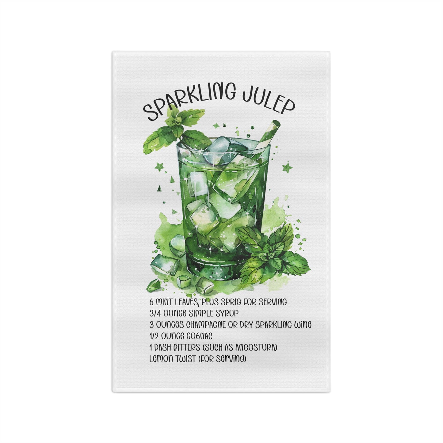 Sparkling Julep Microfiber Tea Towel, Kitchen Decor, Gifts for Home Chefs, Summer Parties, Recipe Kitchen Towel, Mint Drink Lover Gift