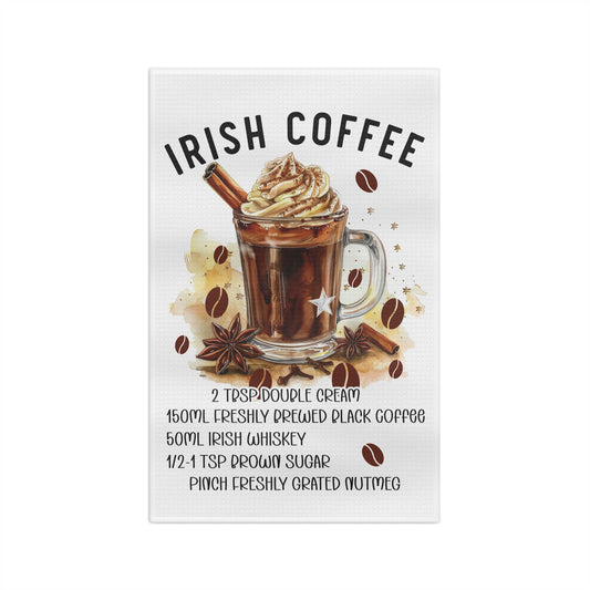 Irish Coffee Microfiber Tea Towel, Kitchen Decor, Gift for Coffee Lovers, St Patrick's Day, Home Bar Essentials, Coffee Recipe Towel