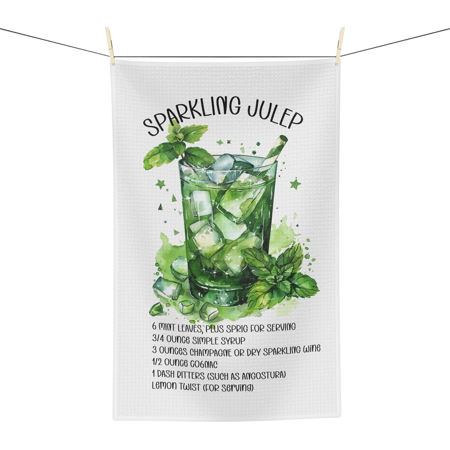 Sparkling Julep Microfiber Tea Towel, Kitchen Decor, Gifts for Home Chefs, Summer Parties, Recipe Kitchen Towel, Mint Drink Lover Gift