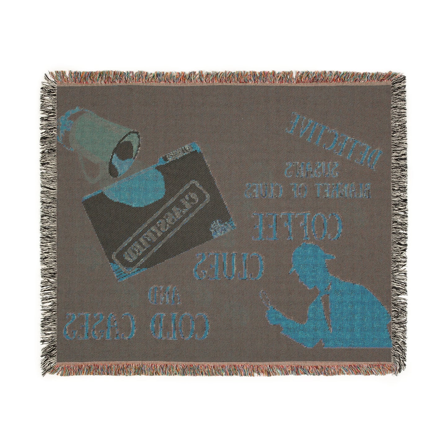 Detective-Themed Woven Blanket - Cozy Clue-Focused Throw for Mystery Lovers