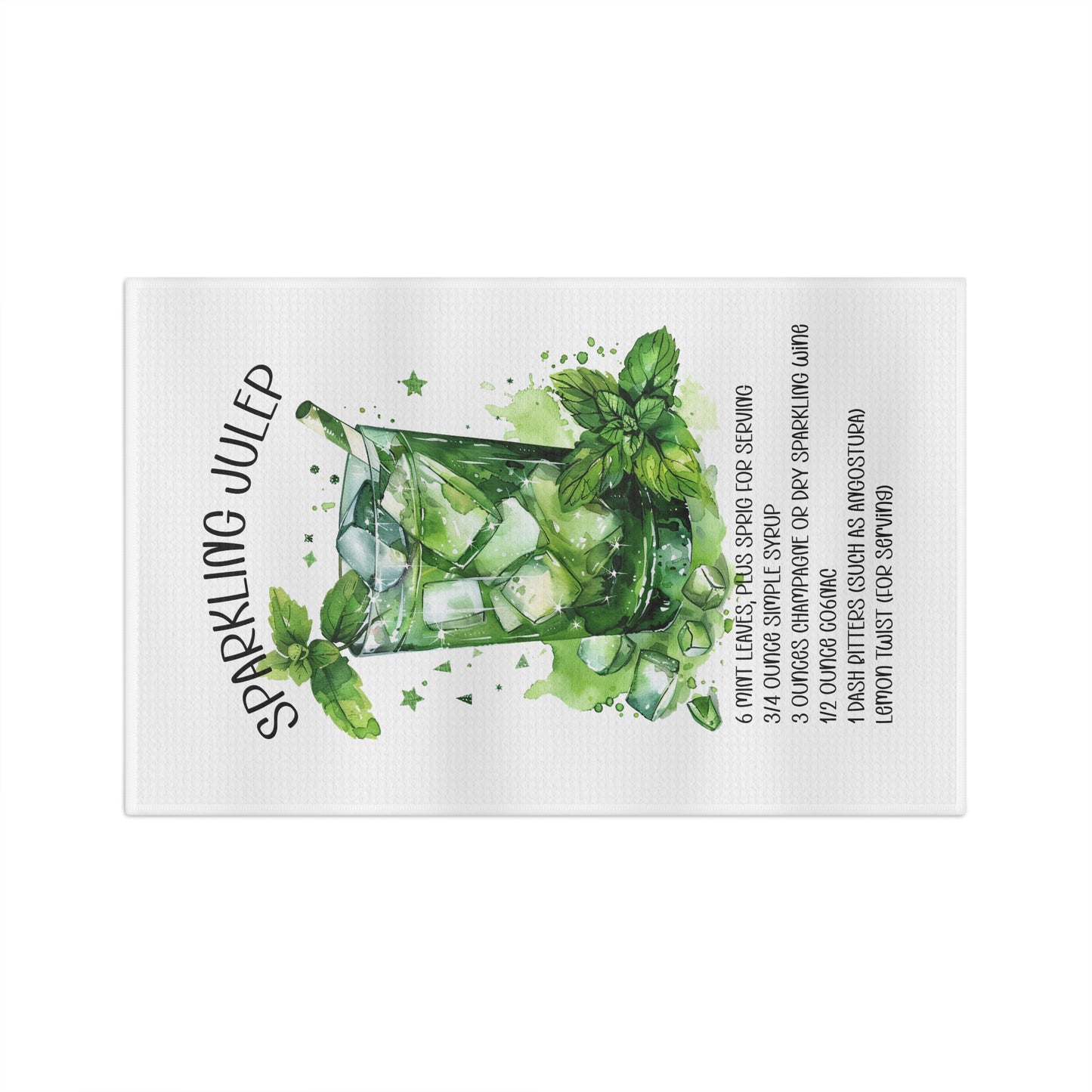 Sparkling Julep Microfiber Tea Towel, Kitchen Decor, Gifts for Home Chefs, Summer Parties, Recipe Kitchen Towel, Mint Drink Lover Gift