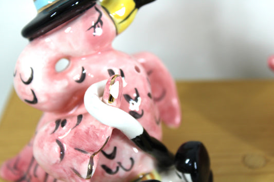 Blue Sky Ceramics MR. & MRS. FANCY "FLAMINGO" SALT & PEPPER SHAKERS