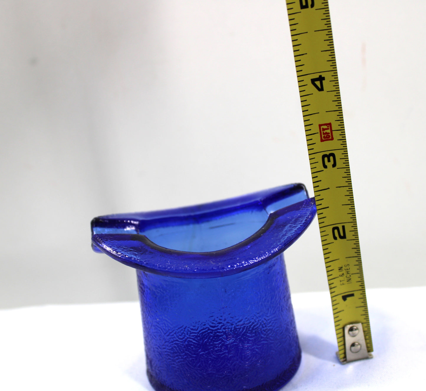 Vintage 1950's Cobalt Blue Glass Top Hat Ashtray Tobacco Toothpick Holder
