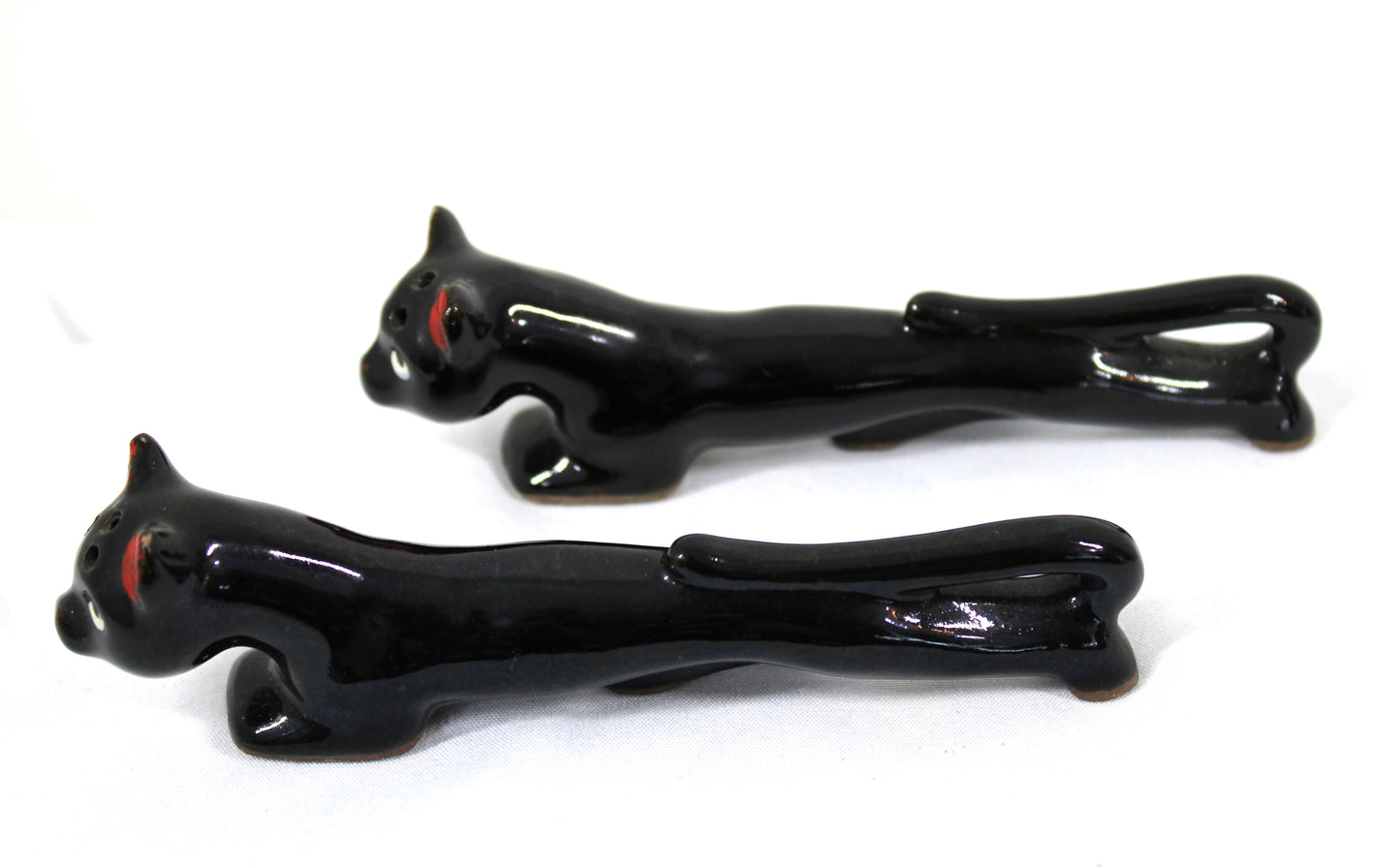 Vintage Long Black Cat Salt & Pepper Shakers