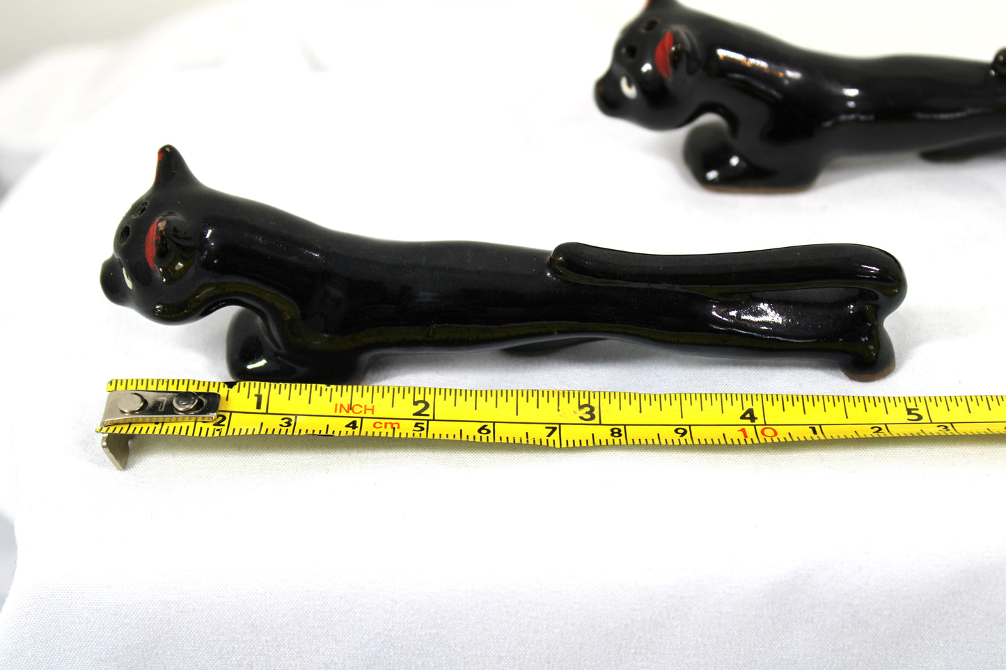 Vintage Long Black Cat Salt & Pepper Shakers