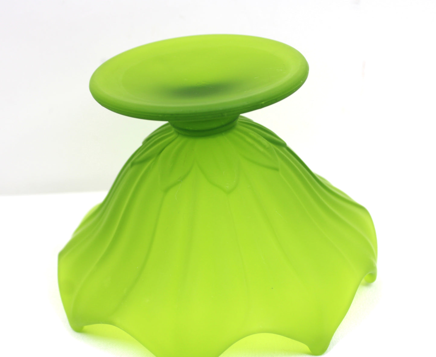 Vintage Frosted Green with Scalloped Trim Candy Dish