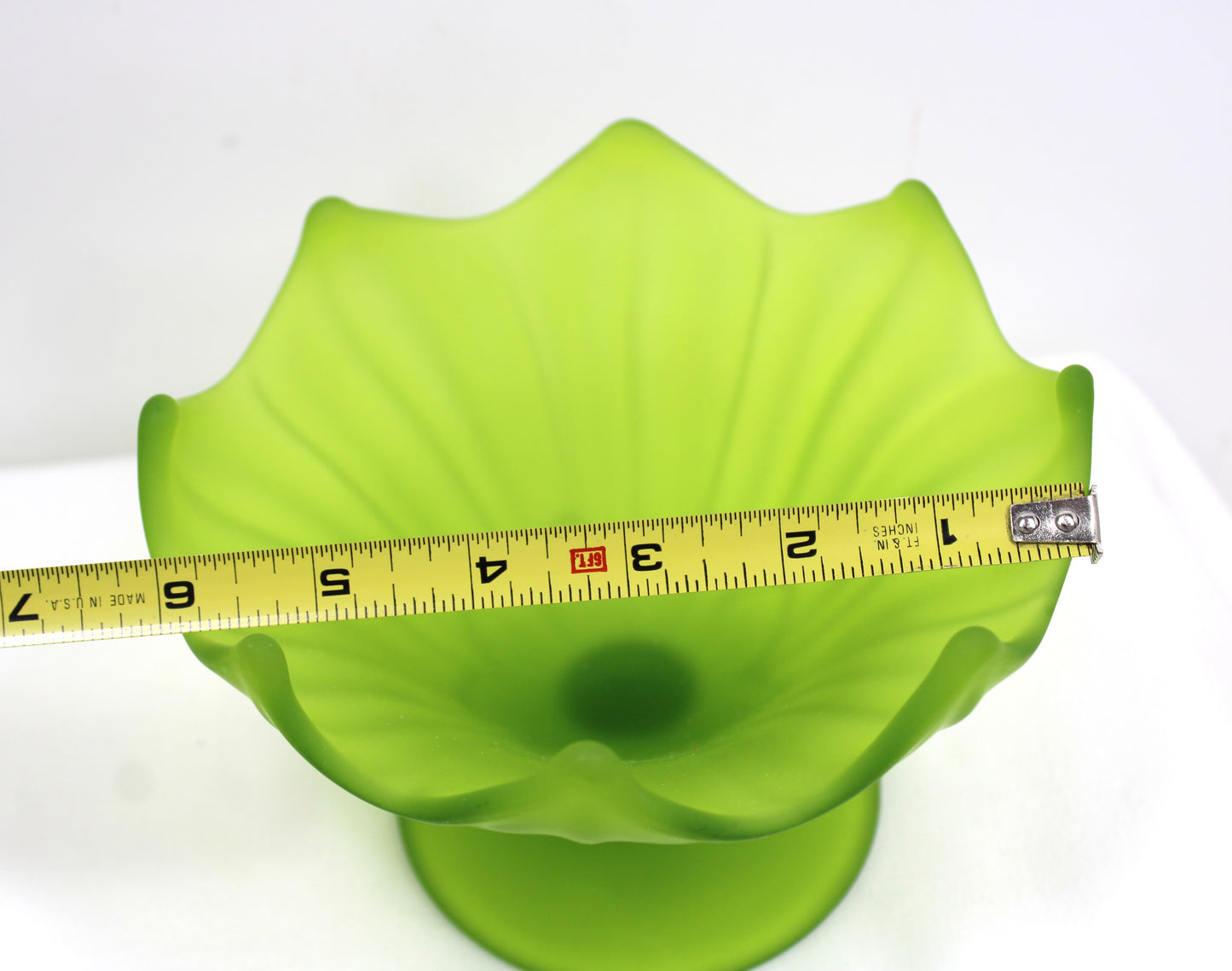 Vintage Frosted Green with Scalloped Trim Candy Dish