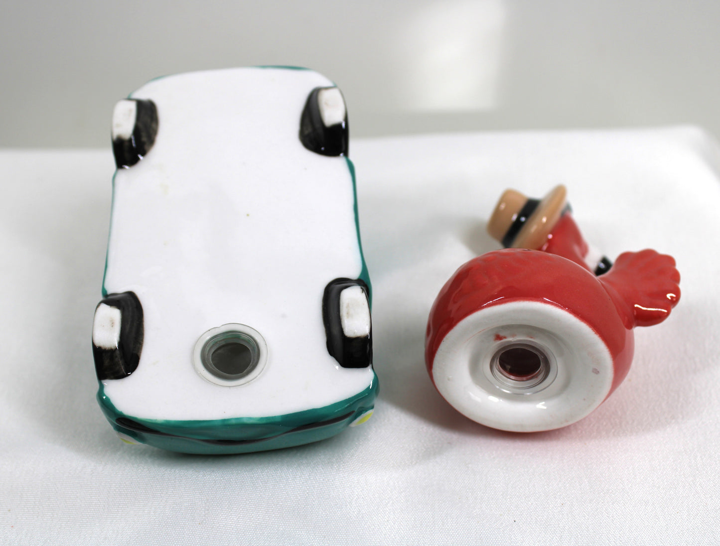 Flamingo Convertible Car Salt Pepper Shaker Set Beach Ocean Bird Hat Sunglasses